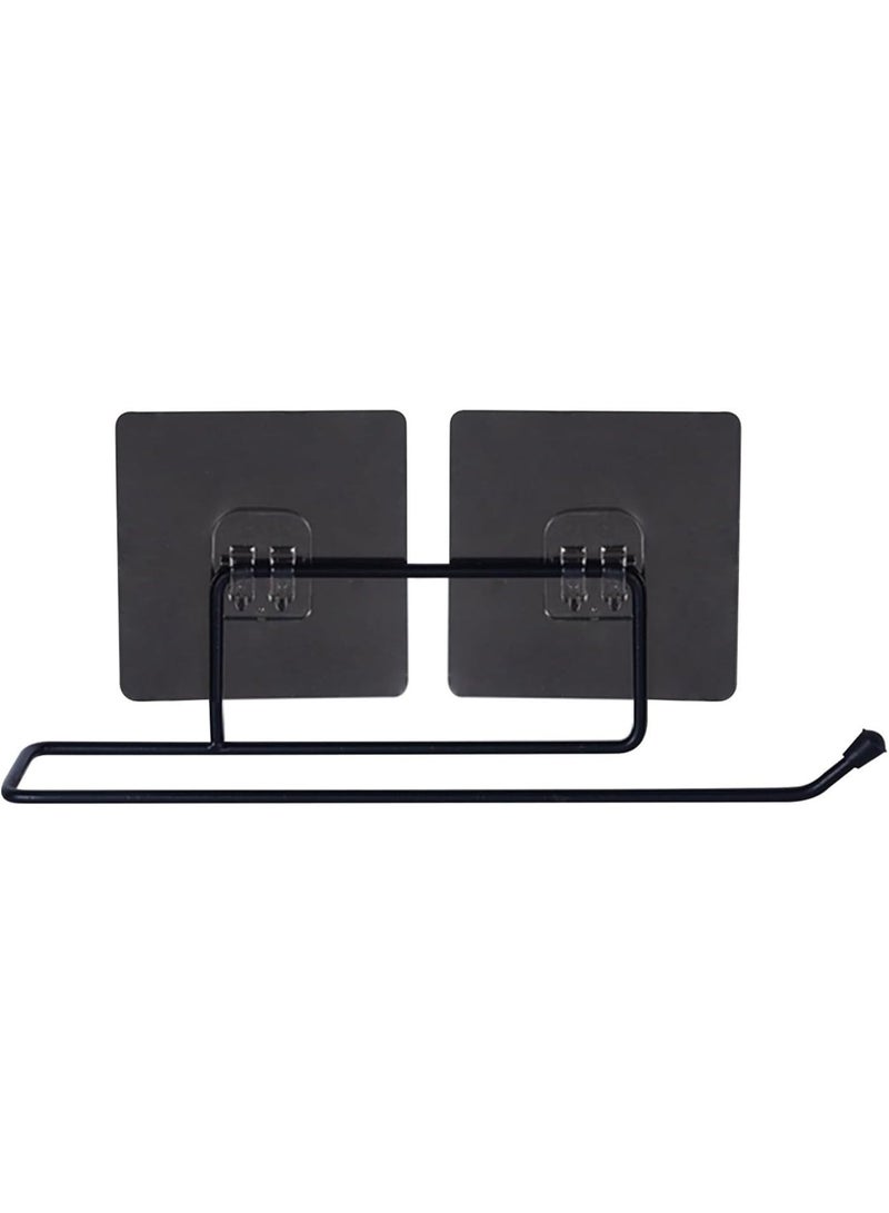 Dunekart Self Adhesive Toilet Paper Holder Stand, No Drill Wall Mount Stainless Steel Tissue Roll Hanger, Bathroom Accessories Organizer - Black (Pack of 1) - Image 1